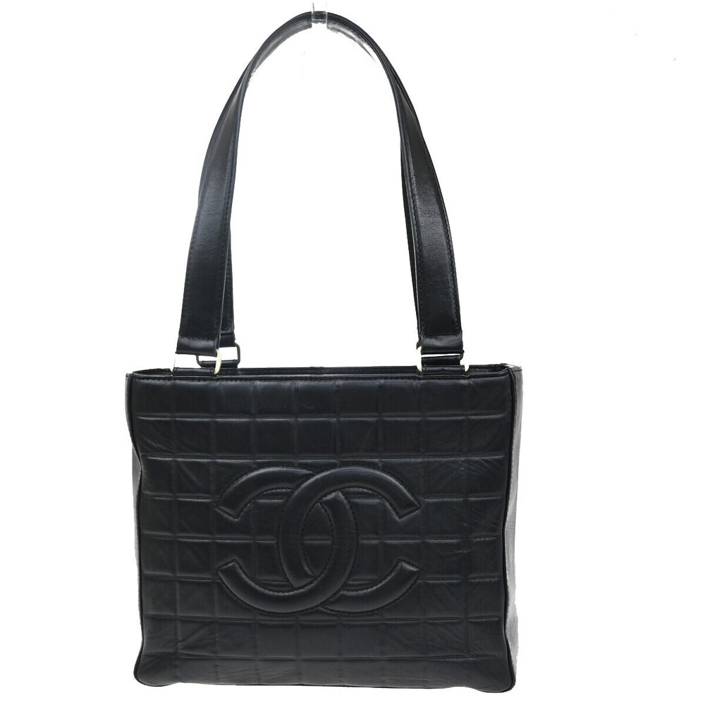 Chanel Chocolate Bar CC Tote Quilted Leather Small